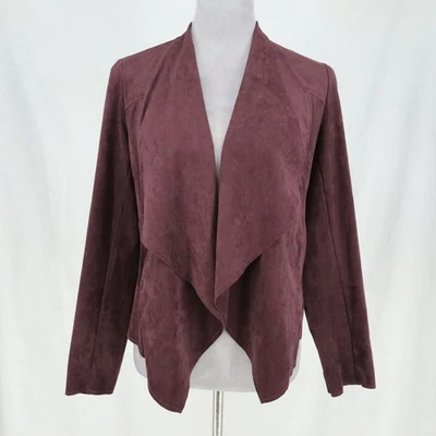 Chaqueta Kut from the Kloth Mujer Pequeña Borgoña Ciruela Micro Gamuza Elastizada Abierta Foto 1 de 4