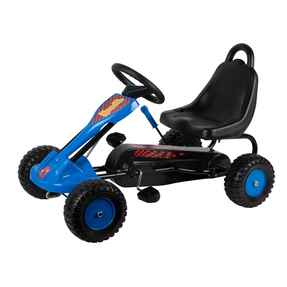 Kart Acier - Réglable - Frein à Main - Max 35 Kilo - 3-4 Ans - Bleu/ Noir - Photo 1/4