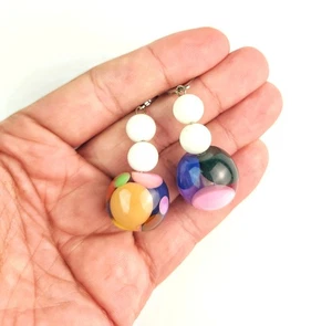 Sobral Petit Boules Bolinhas Mix hell gepunktet Einschluss Künstler hergestellt Ohrringe - Bild 1 von 5