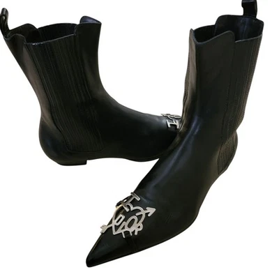 Botines vintage Christian Dior Love Galliano de cuero negro punta en punta 6 36 Foto 1 de 4