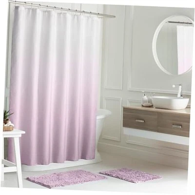  Bathroom Sets with Shower Curtain and 70"W x 72"L (Pack of 16) Lavender/White Foto 1 de 4