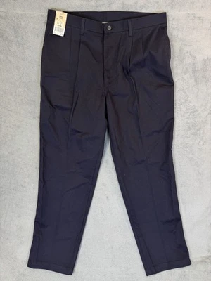 New Lee Pants Mens 38x32 Blue Navy Double Pleated Relaxed Tapered Wrinkle Free - Image 1 of 4