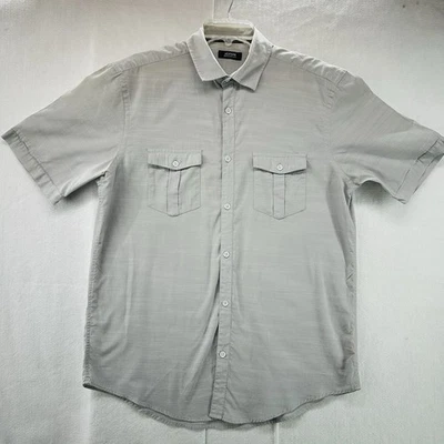 Мужская текстурированная рубашка с коротким рукавом ALFANI Warren стандартного покроя светло-серая СРЕДНЯЯ - Изображение 1 из 4