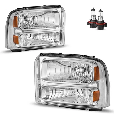 Pair Headlights For 2005-2007 Ford F250 F350 F450 F550 Super Duty W/Bulbs,Used Foto 1 de 4