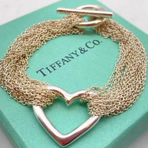 Bracciale Tiffany & Co. Maglia Cuore Aperto Multi Toggle Elsa Peretti 6 1/2" 28,4g - Foto 1 di 24