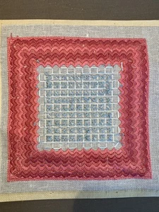 Beautifully sewn Finished Embroidery Bargello Ribbon Canvas Work Square 23x23cm - Picture 1 of 8