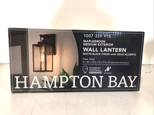 Hampton Bay Maplebrook 1-Light 13.6 in. Black+ Gold Accents Outdoor Wall Sconce - Picture 1 of 3