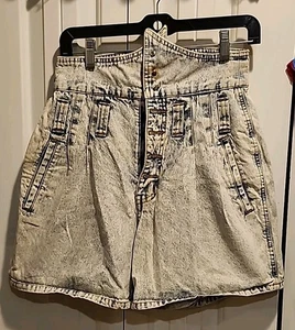 EXP Jeans Acid Wash Jeansshorts mit Frontknöpfen & Überschlagjeans Größe 7 LESEN  - Bild 1 von 9