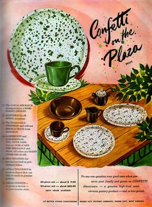 Paden City Pottery CONFETTI DINNERWARE Green & Brown ORIGINAL 1954 Magazine Ad - Picture 1 of 1