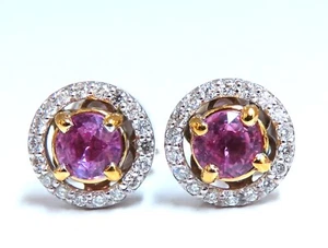 Cluster-Ohrringe 1,10 kt natürlicher Turmalin Diamanten 14 Karat Gold - Bild 1 von 3