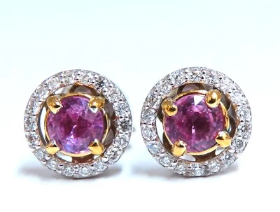 1.10ct Natural Tourmaline Diamonds Cluster Earrings 14 Karat gold - Image 1 of 3