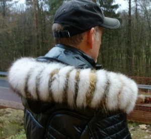 Polarfuchs Pelz Kapuze Kragen Echt Fellkragen 67 cm Jacke Blaufuchs Pelzkragen - Bild 1 von 5