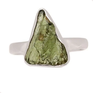 Natürlicher echter tschechischer Moldavit 925 Sterling Silber Ring Schmuck Gr.7 CR75078 - Bild 1 von 1