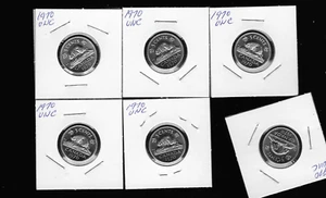 Canada Lot of 6 QEII 1970 Uncirculated 5 Cent Coins (Nickels) - Bild 1 von 2
