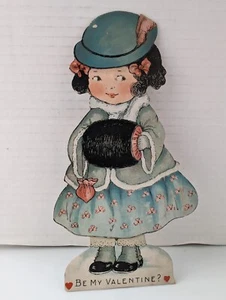 Vintage "¿Be My Valentine?" Silenciador de mano para tarjetas de San Valentín de pie ~ 4x8" - Imagen 1 de 2