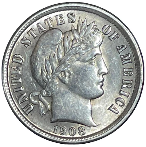 1908-s Barber Dime, Est. 300 Survived In Uncirculated, Rarity-6-4 Unc Cover