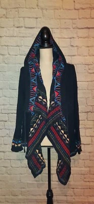 Paparazzi by Biz Embroidered Black Hippie Boho Johnny Was Style Jacket Size M - Image 1 of 4