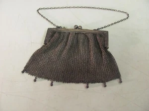 Vintage Art Deco Metal Chain Link Mesh Purse With Chain Handle - Picture 1 of 12