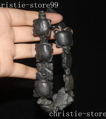 Hongshan Cultura Meteorito Hierro Feng Shui Tortuga Tortuga Pulsera Anillo de Mano Foto 1 de 4