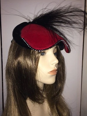 Amazing! Vintage 1940's Franck Palma Art Deco Women's Red Felt Hat w Horse Hair - Image 1 of 4