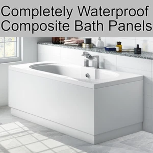 High Gloss White 100% Waterproof Bath Panels (Composite PVC NOT MDF) 15mm Thick - Picture 1 of 12