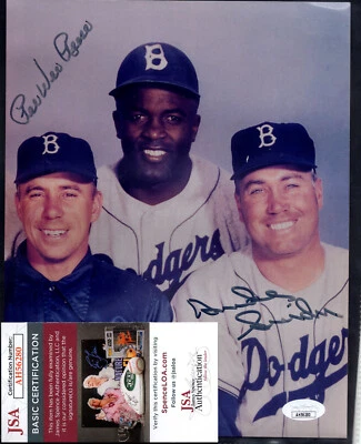Pee Wee Reese Duke Snider Auto Signed Autographed 8x10 Dodgers JSA - Image 1 of 4