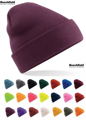 Bonnet Cuffé Original - Beechfield Doublé En Acrylique Doux Chaleureux Tricoté - Photo 1/4