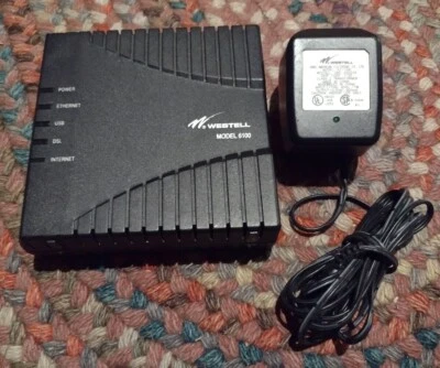 Westell Model 6100 C90-610015-06 Rev E  DSL Router Modem  With Power Adapter - Image 1 of 3