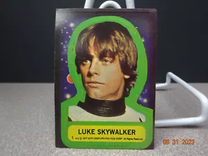 Vintage 1977 Star Wars #1 LUKE SKYWALKER Topps Sticker Trading Card, Clean Card - Foto 1 di 2