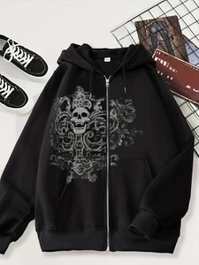 Schädel Totenkopf Skull Sweatjacke Kapuzen Sweatshirt Hoodie Jacket Jacke Coat - Bild 1 von 2