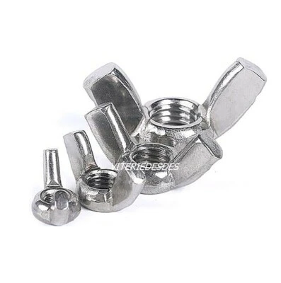 DADI AD ALETTE FARFALLA IN ACCIAIO INOX M3 M4 M5 M6 M8 M10 M12 DIN 315 UNI 5448 - Immagine 1 di 4