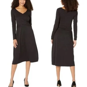 Pact Clothing 'Revive' Long Sleeve Wrap Front Dress in Black- Size XXL - Picture 1 of 10