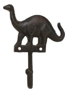 Pack Of 3 Cast Iron Rustic Jurassic Long Neck Brachiosaurus Dinosaur Wall Hooks - Picture 1 of 9