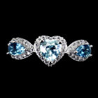 Heated Heart Sky Blue Topaz London Blue Gemstone 925 Sterling Silver Jewelry Rin