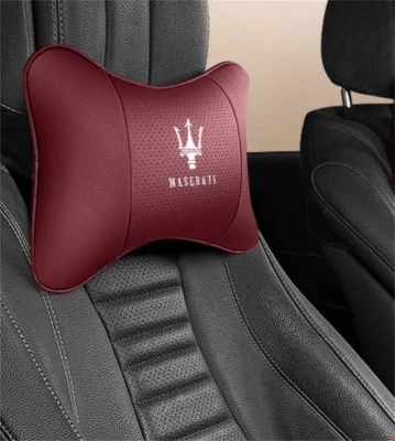 Nuevo reposacabezas asiento de coche cuello cojín almohadas para Maserati rojo cuero real 2 piezas Foto 1 de 4