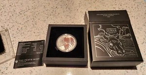 2021-Year of the OX-1oz Silver Proof Coloured Coin Lunar Series 3 COA PERTH MINT - Picture 1 of 9