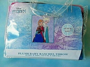 Disney Frozen Plush Baby Raschel Throw Soft Blanket Elsa & Anna 43" X 55" New - Picture 1 of 5