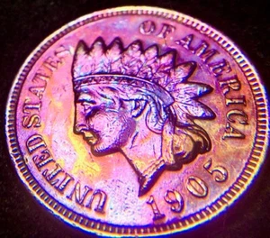 1905 / 1C / INDIAN HEAD PENNY MONSTER TONED / 4 DIAMONDS / AN AWESOME INDIAN !!! - Picture 1 of 3