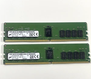 MICRON 32GB (2X16GB) 2RX8 PC4-2666V DDR4 ECC SERVER MEMORY MTA18ASF2G72PDZ-2G6E1 - Bild 1 von 2
