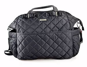 Women's STORKSAK 'Bobby' Black Quilted Nylon Diaper Bag - Picture 1 of 6