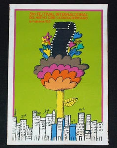 1983 Original Cuban Movie Poster.Plakat.Colorful.Green"Cinema Festival"Habana - Picture 1 of 7