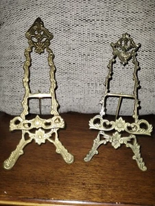 2 Beautiful Vintage Brass Ornate Easels Picture Stands 12in & 10 1/2in - Picture 1 of 11