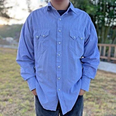 Camisa De Colección Rockmount Western Hombres M Pata de Gallo Vaquero Diente de Sierra Diamante Perla A Presión Foto 1 de 4