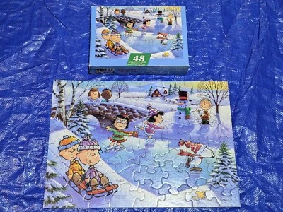 Peanuts Snoopy's Skating Party Christmas Happy Holidays Puzzle 48 Piece Hallmark - Image 1 of 4