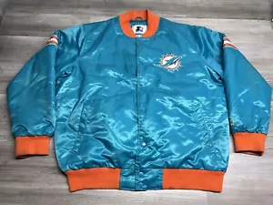 Giacca Bomber Vintage Miami Dolphins Starter Raso Varsity NFL Calcio Taglia 2XL - Foto 1 di 13