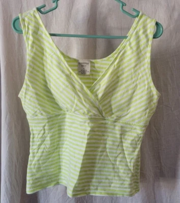 Camiseta sin mangas para mujer Copper Key talla grande blanca verde a rayas vacaciones de verano bonita Foto 1 de 3