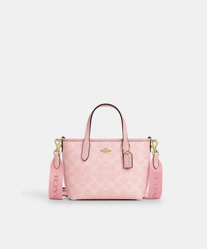 Coach City Mini Tote Bag Firma Tela CW032 Rosa Cipria Tracolla Outlet Nuova