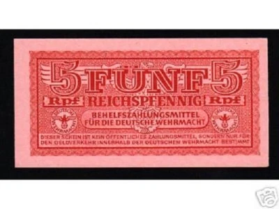 ALEMANIA 5 R PFENNING P-M33 1942 FUERZAS ARMADAS MPC UNC GUERRA MUNDIAL BILLETE MILITAR Foto 1 de 2