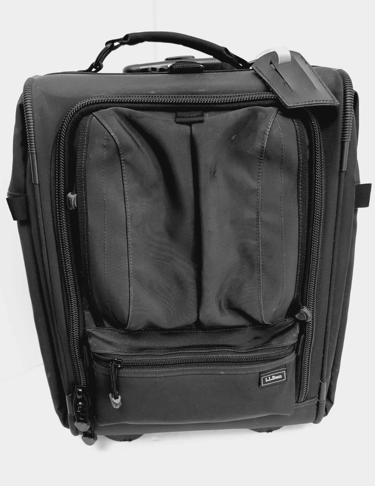 LL Bean Carry On Rolling Wheeled Suitcase Bag Black 17'' EXC - Image 1 of 4