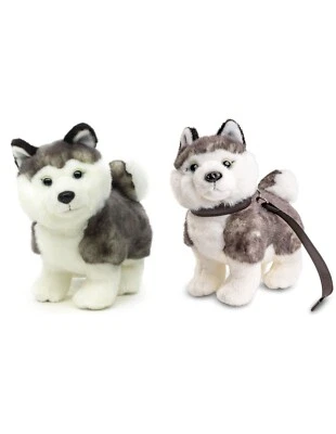 Husky Welpe grau - 21 cm - Unitoys - Kuscheltier - Hund - mit oder ohne Leine